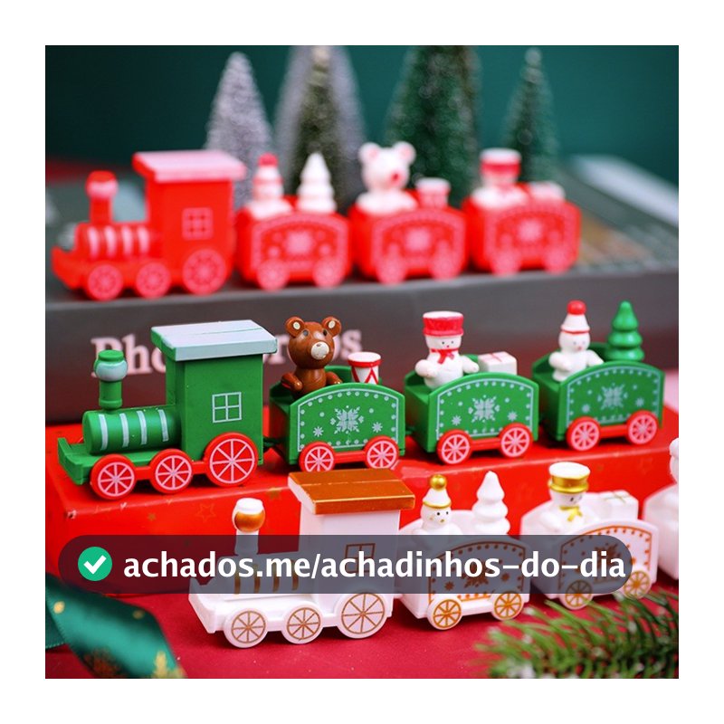 Ano Novo Trem De Natal Ornamento De Madeira Bonito Pintado Brinquedos Com Papai Noel Boneco De Neve Artesanato Decoração