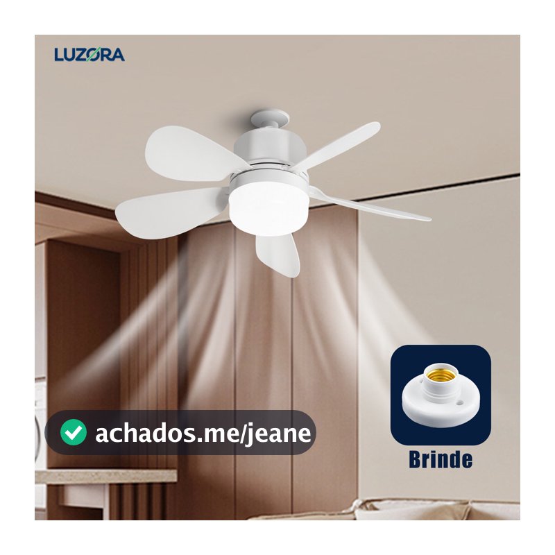 Ventilador de Teto com Luz Silencioso Controle Remoto Economica Instalação Fácil LED Bivolt E27