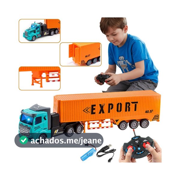 Caminhão de Brinquedo Controle Remoto Recarregável 34 cm Brinquedos de Menino