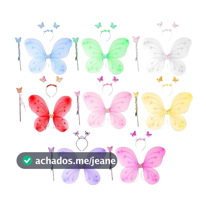 Kit Fantasia Asa de Borboleta Fada Infantil+varinha+tiara festa natal Carnaval Adultos e crianças
