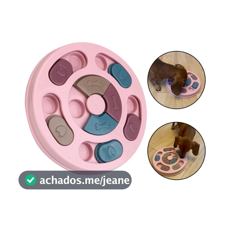 Brinquedo Interativo Comedouro Lento para Cachorro Pet Porta Petisco Puzzle Redondo