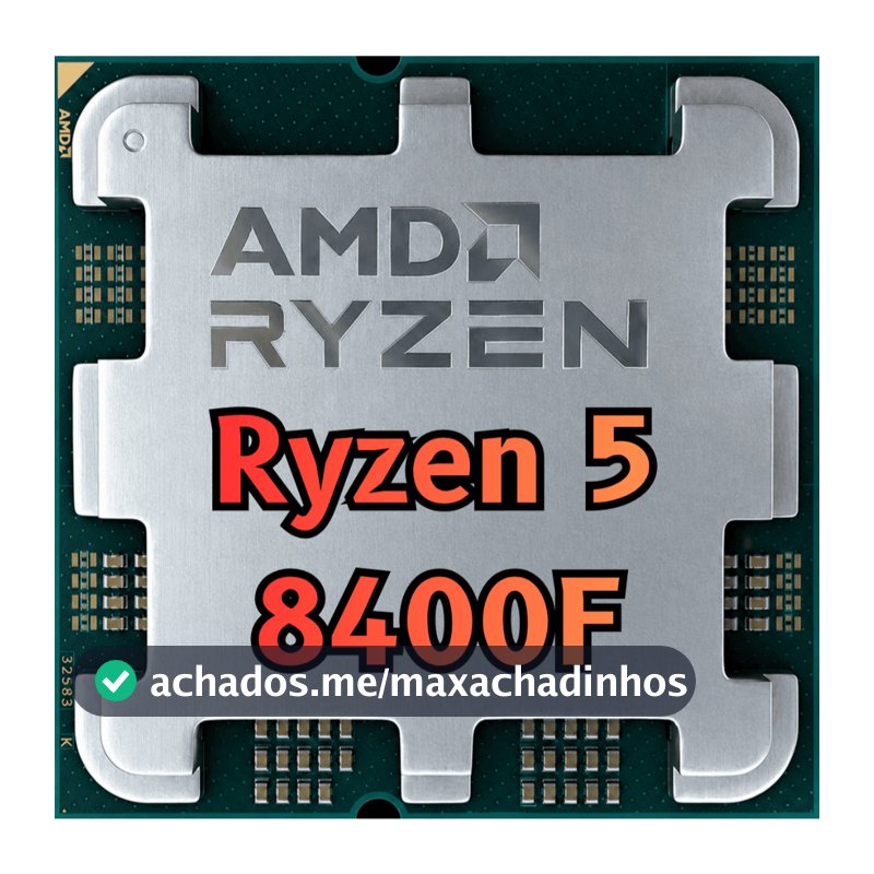 Processador AMD Ryzen 5 8400F, 4.2 GHz (4.7 GHz Max Turbo), Cache 22MB, 6 Núcleos, 12 Threads, AM5, Sem Vídeo Integrado