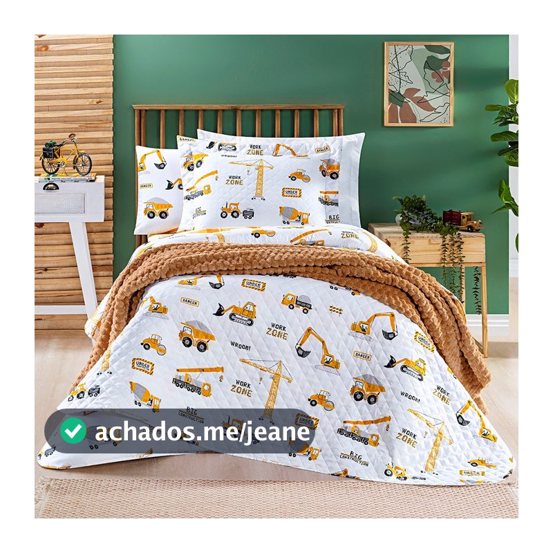Kit Cobre Leito Infantil 5 Peças Solteiro Com Jogo de Cama Lençol Infantil Macio Anti-Alérgico