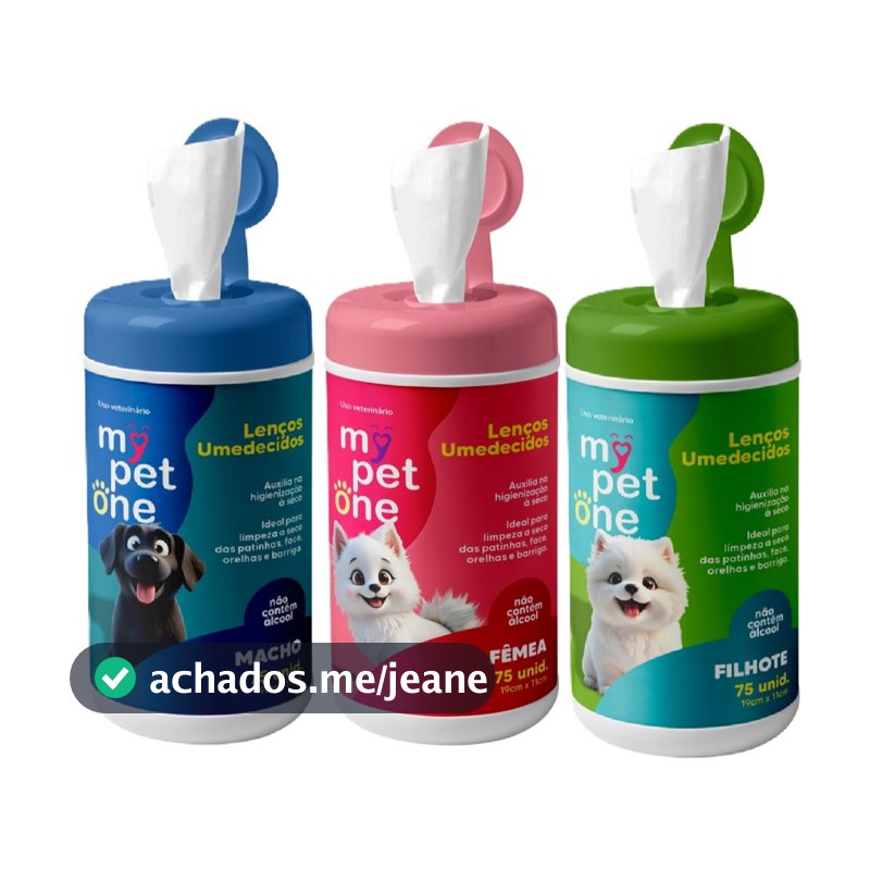 Lenço Umedecido 75 Unidades Para Cães e Gatos Filhotes, Machos e Fêmeas Mypetone