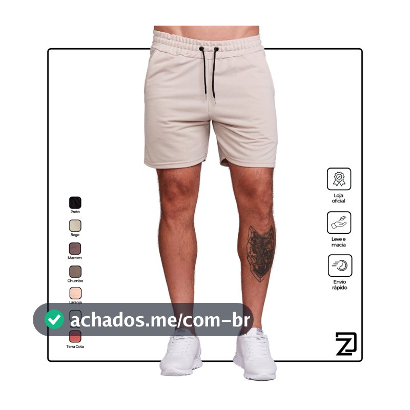 Bermuda Short Masculina Moletinho Casual Adulto