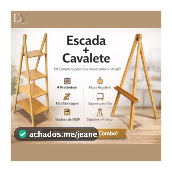 Cavalete para festas e aniversário MAIS Escada Decorativa Escadinha Festa Mdf Cru Desmontável 4 Andares