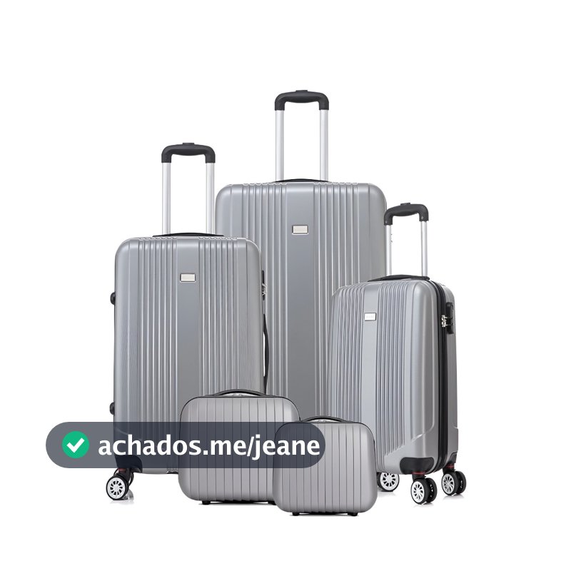 Conjunto 3 Malas De Bordo Viagem e 2 Frasqueira Nacional Internacional Com 4 Rodas Duplas 360º Com Trava De Encaixe , Cadeado Embutido , Divisório Interno , Extensor Extra