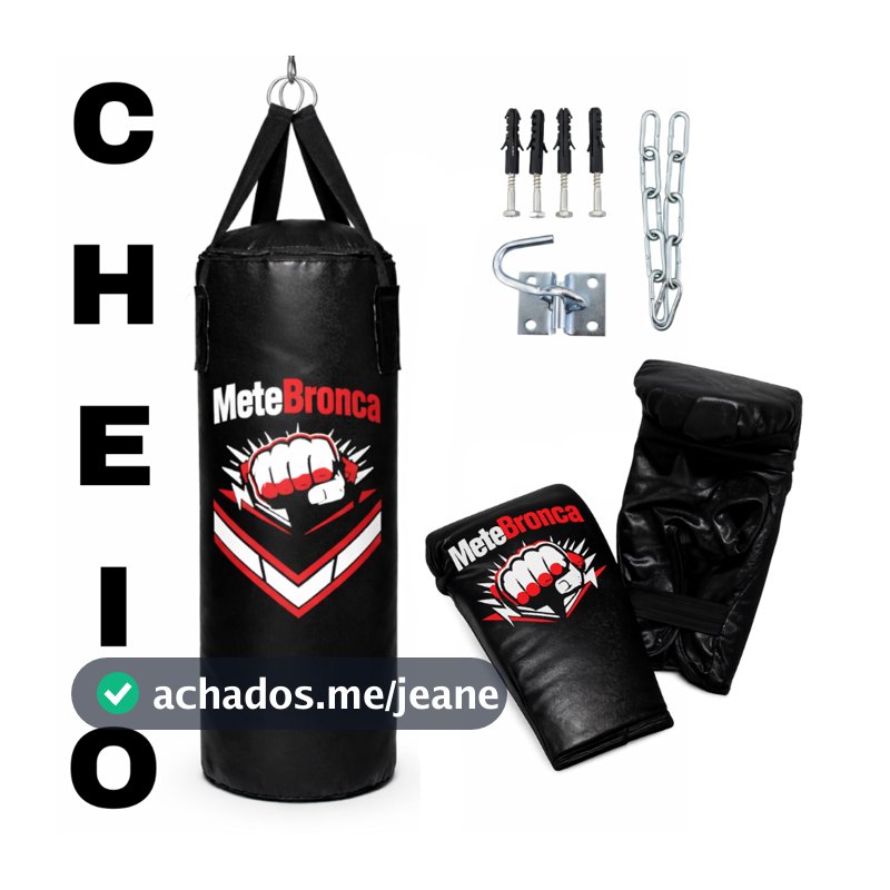 Kit Completo Saco De Pancada 70cm Cheio + Luva + Suporte de Teto Para Treinos de Boxe e Artes Marciais Mete Bronca