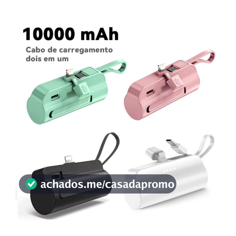 Mini Power Bank Carregador 10000mAh para iPhone eTouch-C 2 em 1