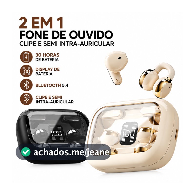 Fone de Ouvido Bluetooth 5.4 Sem Fio TWS Quatro Fones Display LED Redução Ruído Esportivo Pronta Entrega-B3