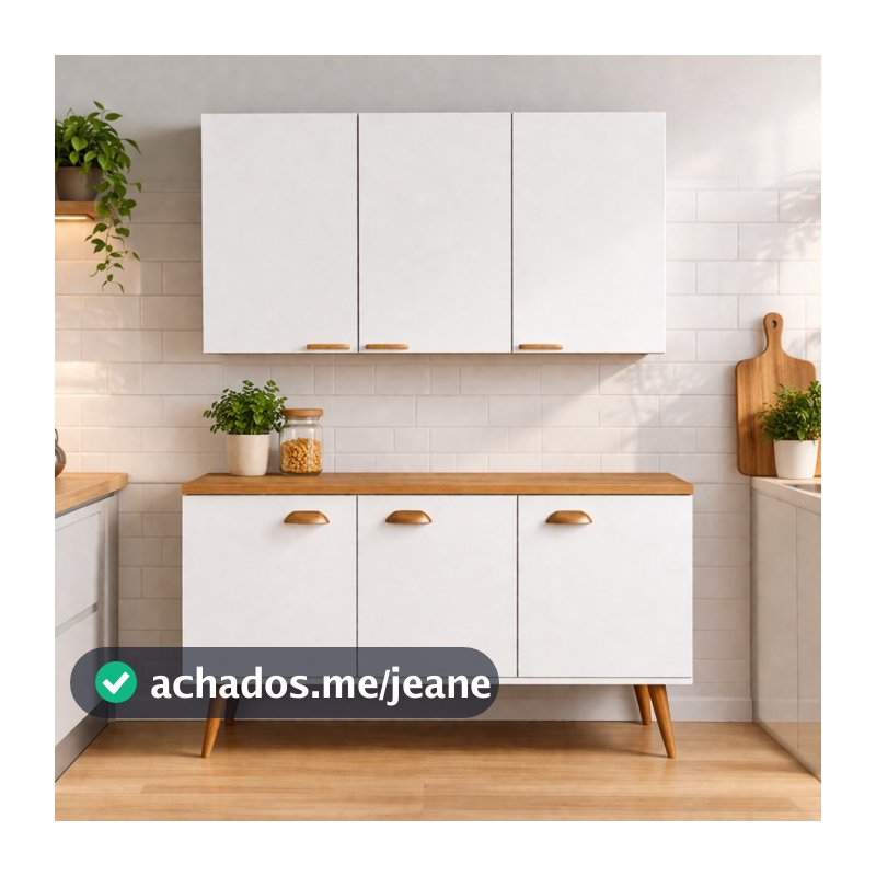 Kit Armário Aéreo e Balcão Multiuso para Cozinha Organização Prática Design Moderno MDP