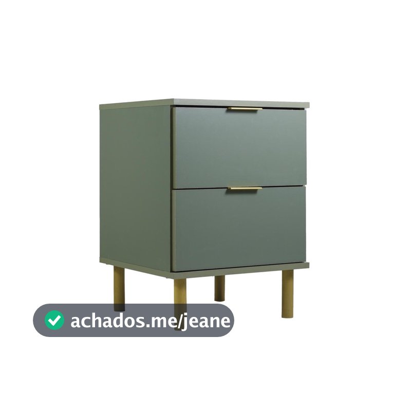 Mesa de Cabeceira Ditália 2 Gavetas DM-125 Verde Oliva