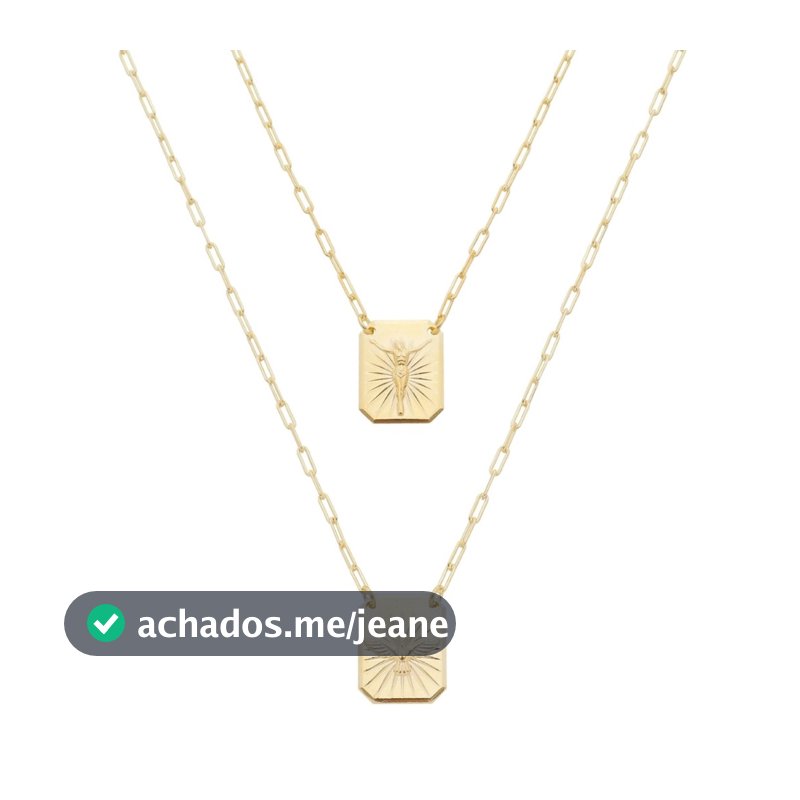 ESCAPULÁRIO JESUS CRISTO E ESPIRITO SANTO FOLHEADO A OURO 18K