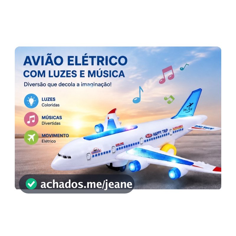 Avião Brinquedo Bate Volta Infantil Com Som e Luz Led Musical Airbus