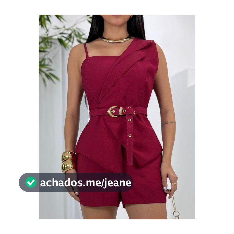 Conjunto Feminino Short e Blusa com Cinto Fashion