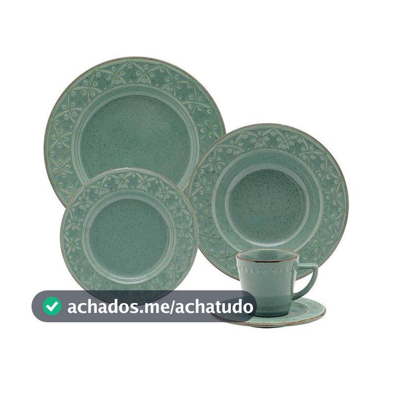 Aparelho Jantar/Chá Oxford Mendi Malaquita Cerâmica Verde 20 Peças