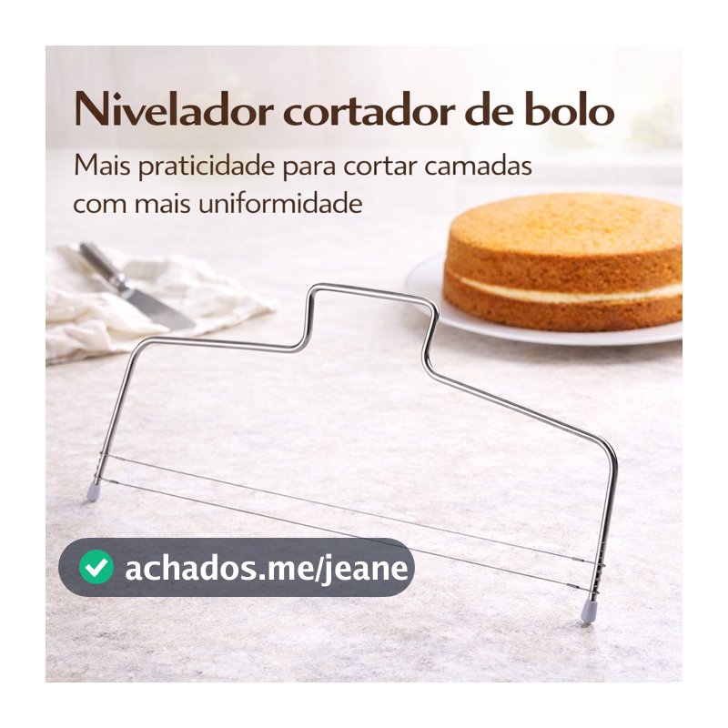 Cortador Nivelador Fatiador De Bolos Confeitaria 02 Fios Ajustável Aço Inox - Envio IMEDIATO