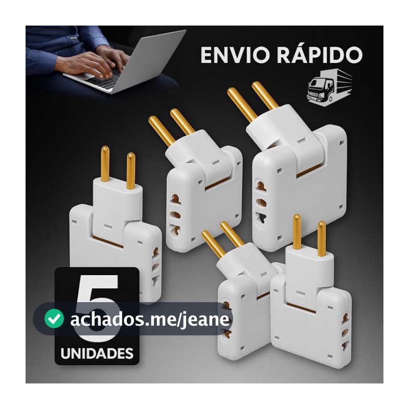 adaptador tomada Articulado Dobrável Deslocado 3 entradas 110V/220V 10A Resistente Bivolt