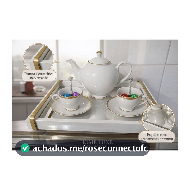 Bandeja Espelho Multiuso Organização Sala Bar Mesa Posta Cantinho Café Elegante Decorativa