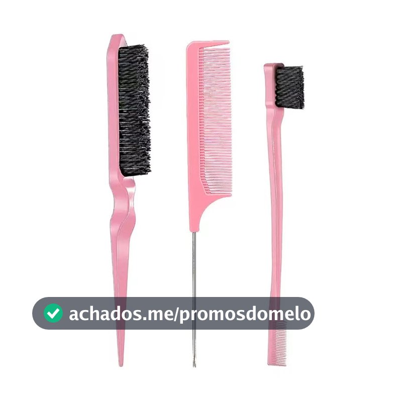 KIT PENTE SEPARADOR DE MECHA + ESCOVA BABY HAIR + ESCOVA 3 FIELIRA