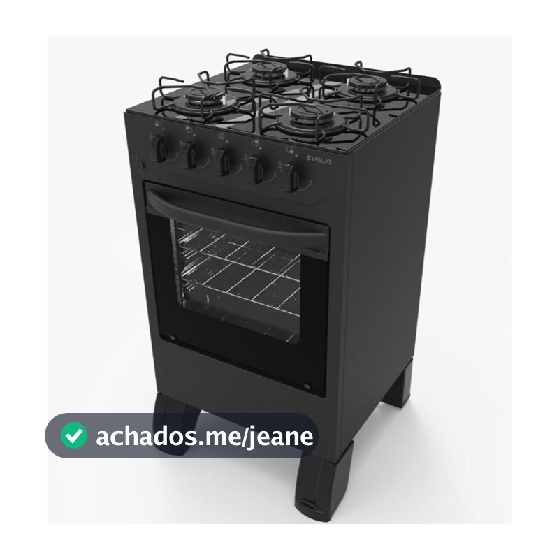 Fogão De Piso á Gás Braslar 4 bocas Carina Preto com mesa de Vidro Acendimento Automático