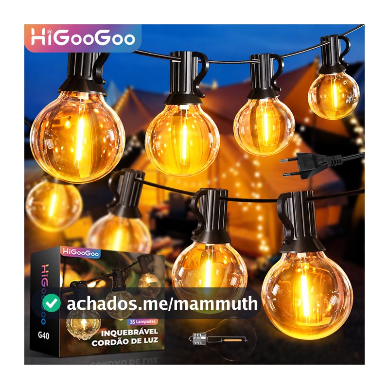 Inquebrável Varal De Luzes Festão Até 30 Metro 55 Lâmpadas Led Área Externa Gambiarra Jardim Decoração Carnaval Natal