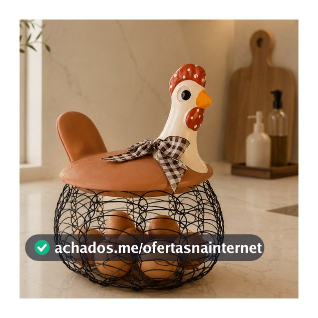 Galinha Porta-Ovos Tampa de Cerâmica e Cesto Aramado Ideal Para Decoração e Enfeite de Cozinha