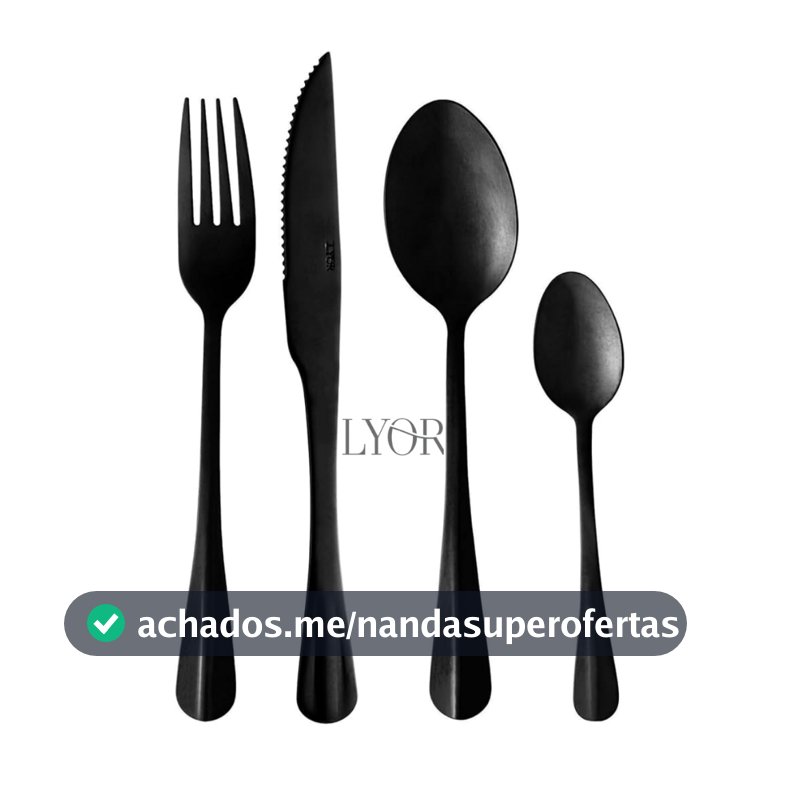 Faqueiro Preto Fosco Lyor 24 Peças Luxo Premium Aço Inox Mesa Posta Jogo Talheres Elegante