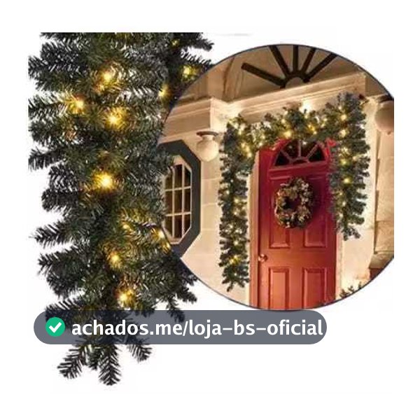 Festão Aramado Galhos Verde Cru Enfeite de Natal Rattan Decoração Natalina Ambientes Diversos XL3227