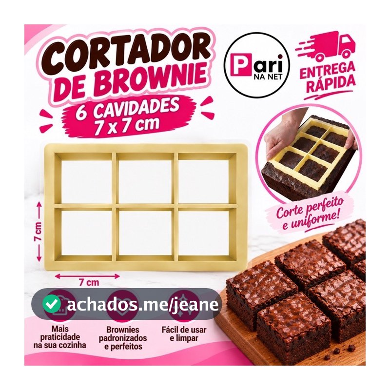 Cortador De Brownie Bolos Quadrado 6 Cortes 7x7 cm Corte Fácil