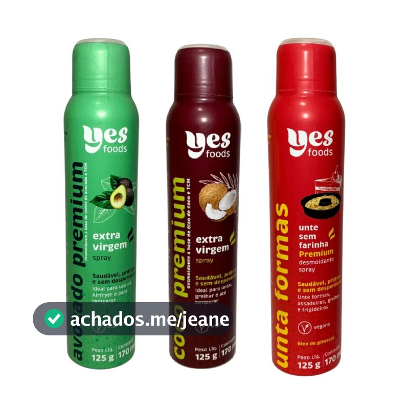 Oleo Vegano Avocado ou Côco ou Unta Formas 170ml  Spray