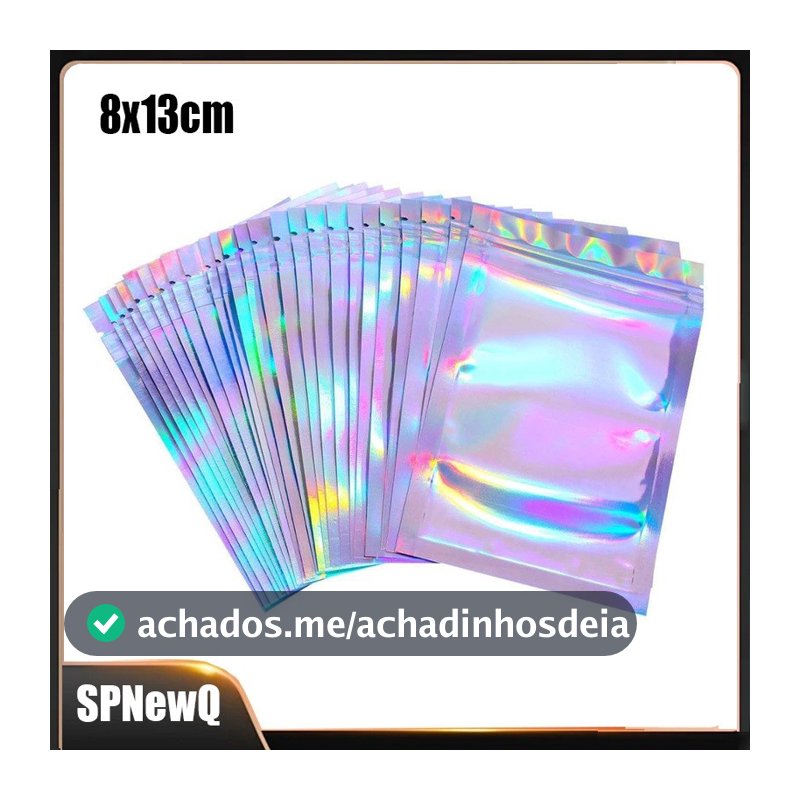 Saco Zip Holográfico Frente Transparente C/ Furo 8x13cm 100u