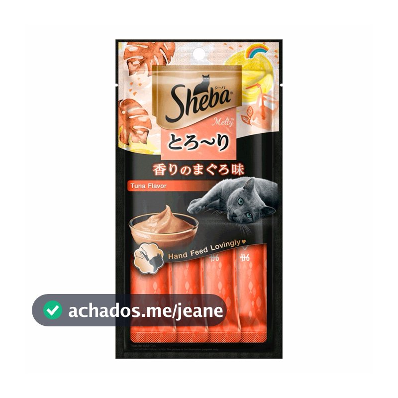 Petisco Cremoso Sheba para Gatos Sabor Atum - Baixo em Calorias, Sem Grãos, Alta Umidade