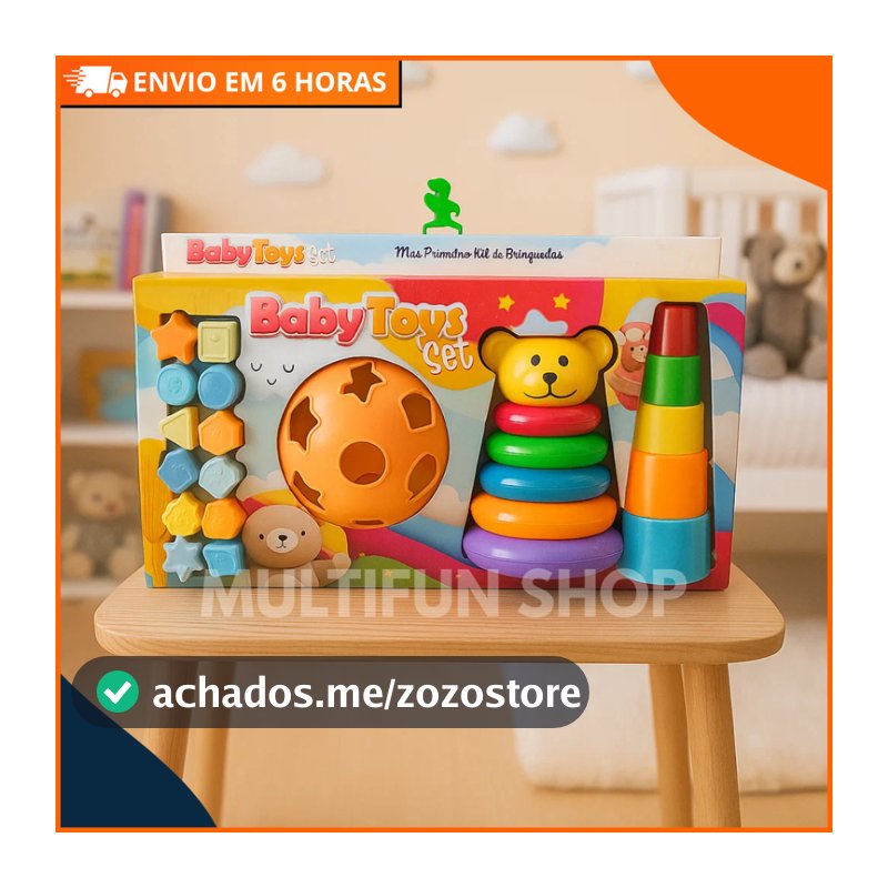 Kit de Brinquedos Educativos para Bebê | Empilhar, Encaixar e Estimular com Formas Coloridas