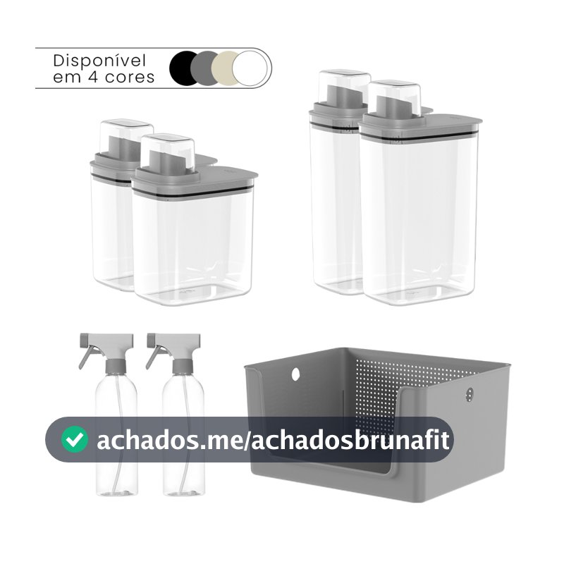 Kit Lavanderia 7 Peças Cesto Organizador + Dispenser Sabão 1,5L e 2,3L + Borrifador