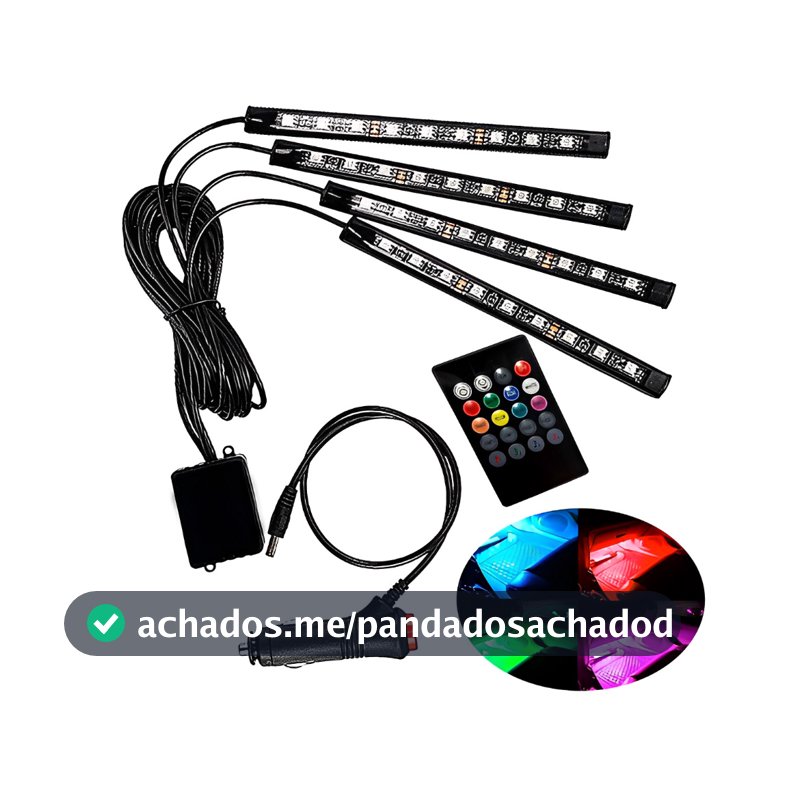 Led Neon Rgb Luz Interno C/controle Acessórios Carro Tuning decoração para carro