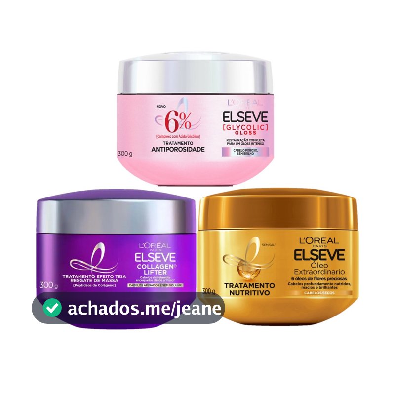 KIT ELSEVE MÁSCARA COLÁGENO + GLYCOLIC + OLEO EXTRAORDINÁRIO 300G