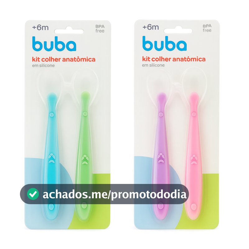 Kit 2 Colheres De Silicone Buba | Colher De Bebê | Introdução Alimentar | Papinha Bebe Talher Lanche