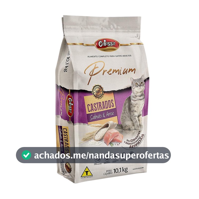 Ração Colosso Premium Gato Castrado Salmão 10 Kg Envio Rápido