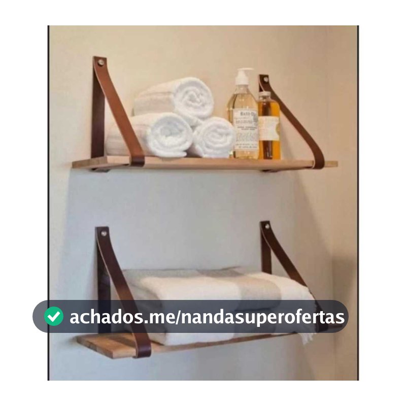 Kit 2 a 6 Prateleiras de Madeira Com Alça de Couro Para Decoração Casa Quarto Luxo Nicho Industrial