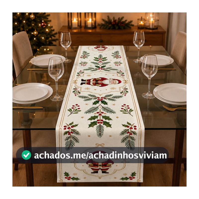 Caminho De Mesa Tema Natal Para Mesa Posta Em Tecido Sublimado