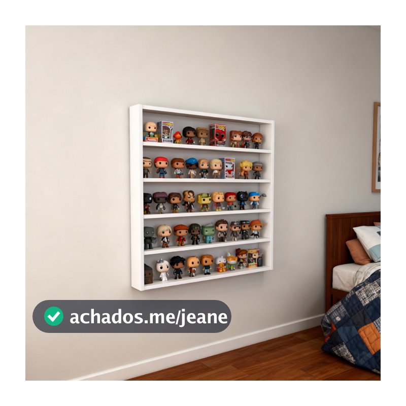 Expositor Nicho Funko Pop Bonecos Coleção 5 Prateleiras Parede Branco MDF Suspenso Miniatura Figuras