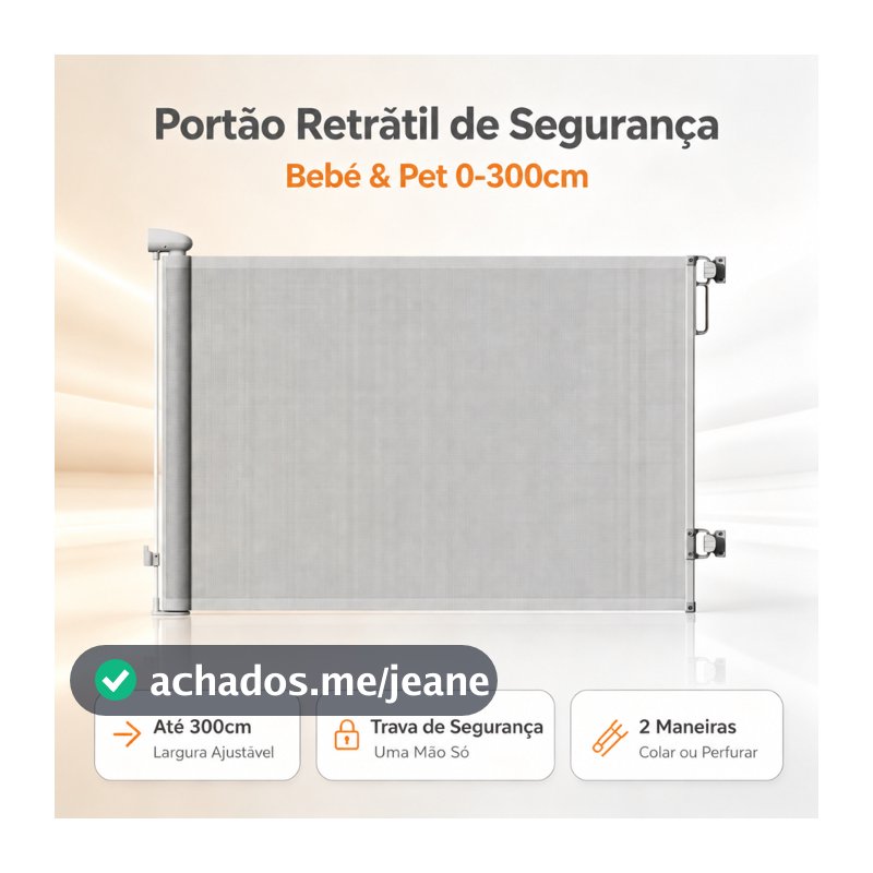 Portão Grade Retrátil de Segurança para Bebê e Pet, 0-3m Ajustável, Grade Expandível Anti Queda Casa Escada