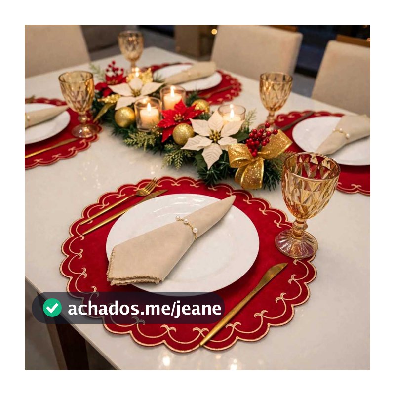 Jogo Americano Natal 4 e 6 Lugares Mesa Posta Decoração Natalina com guardanapo