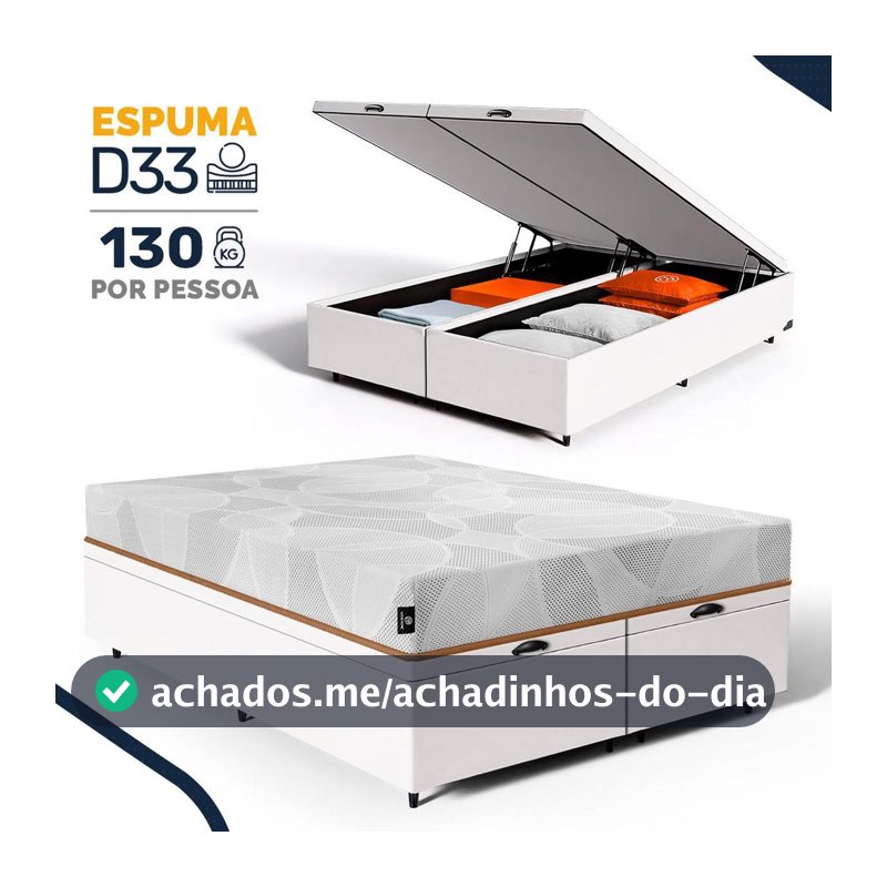 Cama Box Baú com Colchão Ortopédico de Espuma D33 a  Vácuo Sonno Full - Lucas Home - Queen