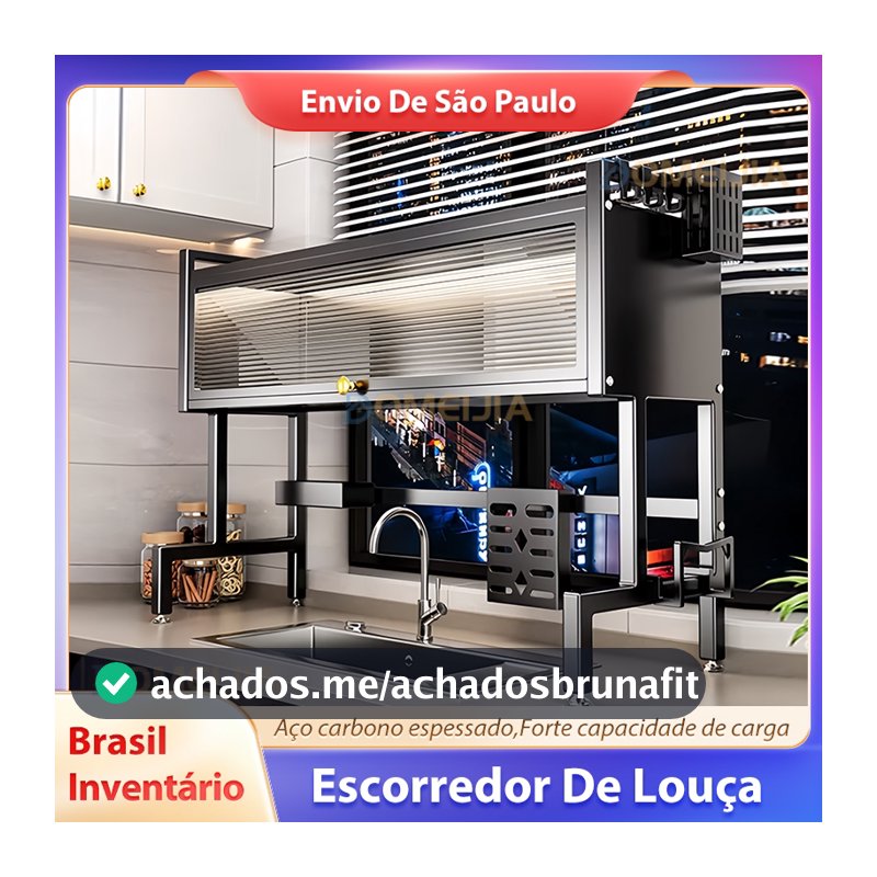 【Envio SP】Escorredor De Louças Organizador De Pia De Cozinha Bancada Para Cozinha Prateleira Porta L65/75/85/95/105cm
