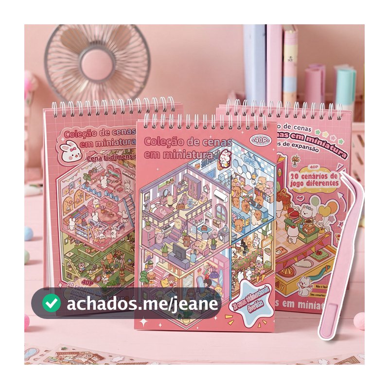 📘 Caderno Adesivos 3D 2.0 20 Cenas 40 Páginas Com Pinça | Livro Silencioso Educativo Concentração Para Crianças