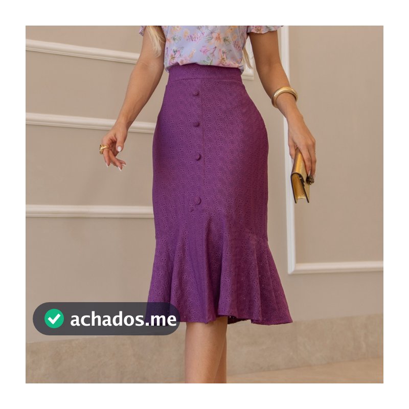 Saia Sino Lese Rendada Forrada Executiva Evangélica Moderna Plus Size do P ao G4