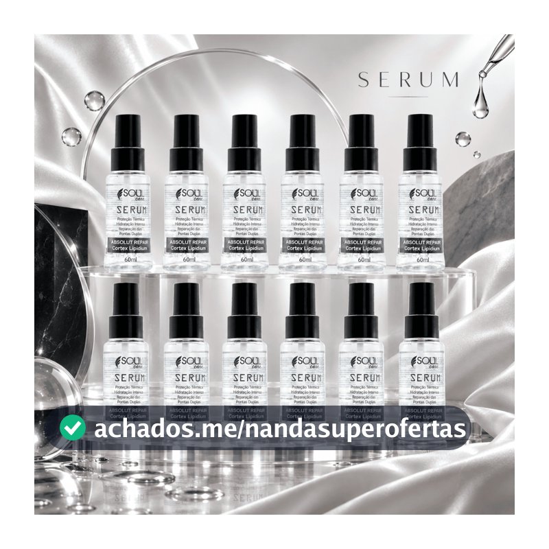 Kit 12 Sérum Reparador de Pontas 60ml Protetor Térmico Hidratação Óleo de Coco Atacado Soul Care