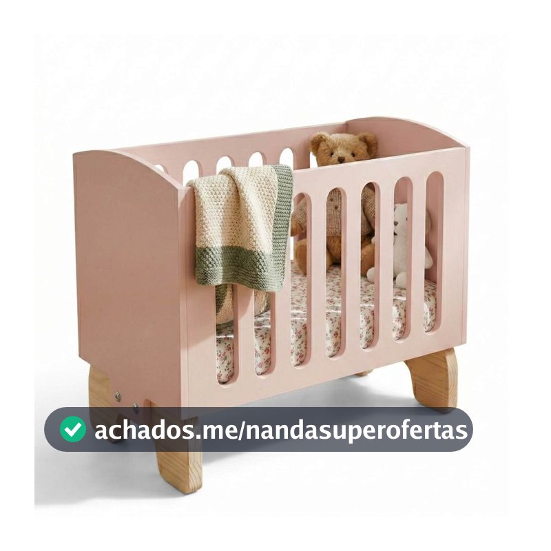Berço Boneca Brinquedo Infantil Grande Mdf Bebe Reborn Rosa